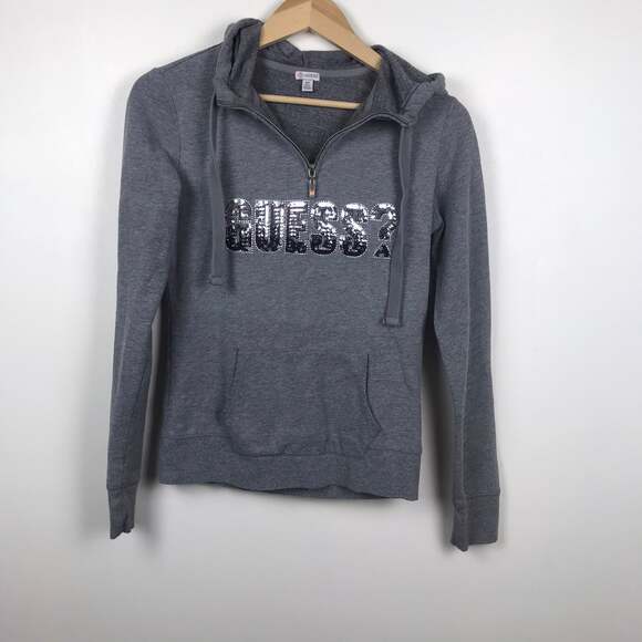 Guess‎ pullover hoodie 1/4 zip sequin - Picture 1 of 7